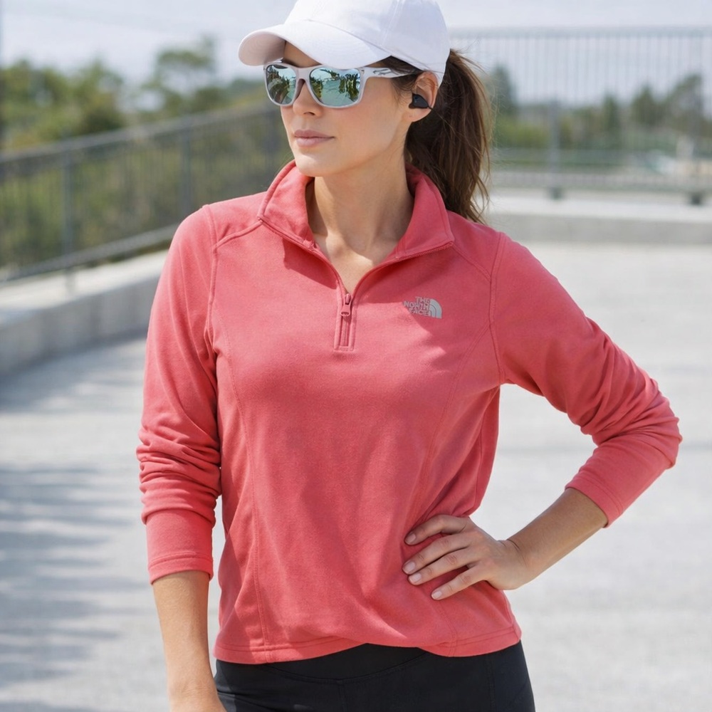 The North Face Coral Pink Quarter-Zip Fleece Pullover